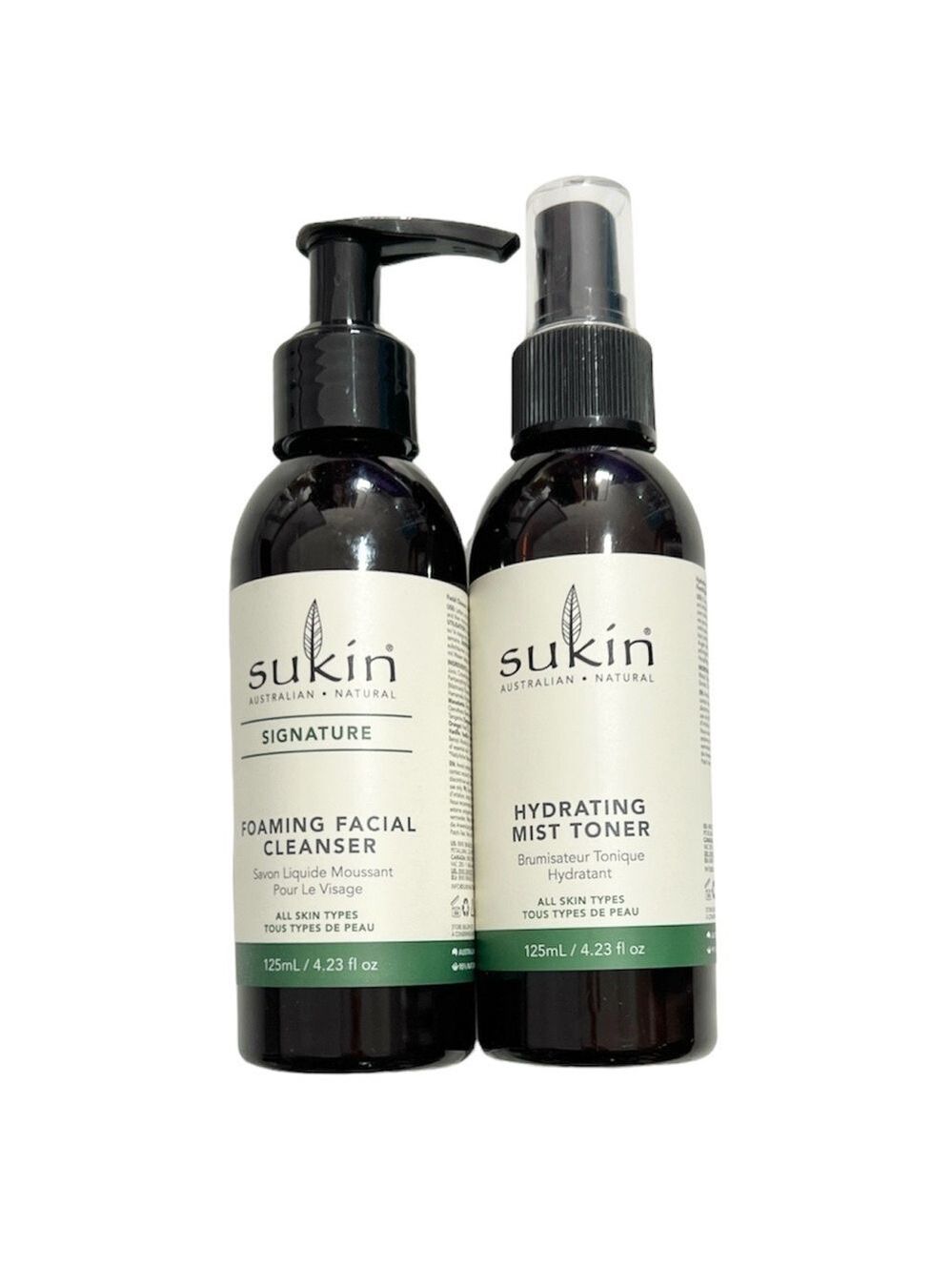NEW Sukin Foaming Facial Cleanser 125 mL and Skin Hydrating Mist Toner 125 mL